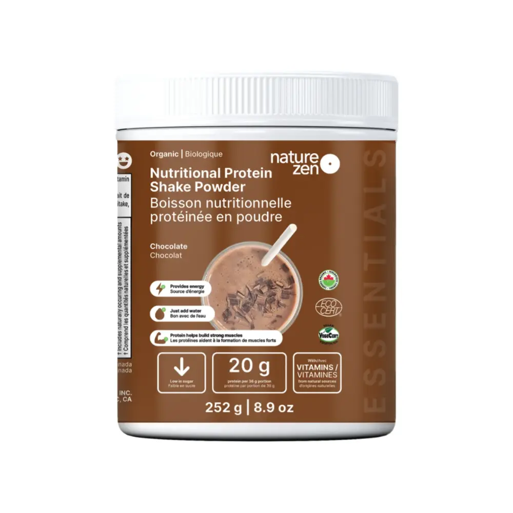 Bột Protein Thực Vật Hữu Cơ Vị Socola, Organic Nutritional Protein Shake Powder, Chocolate, 8.9 oz (252g) - NATURE ZEN